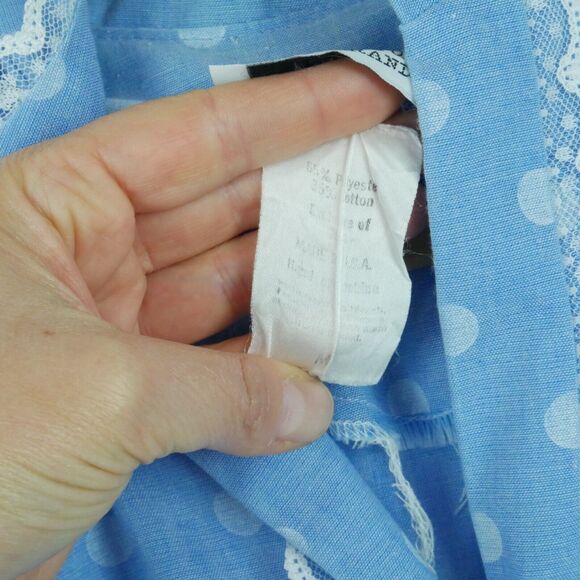 Vintage Medium Dress Set FLAWS Prairie Western Polka Dot Pioneer Puff Sleeve 80s - Picture 4 of 12